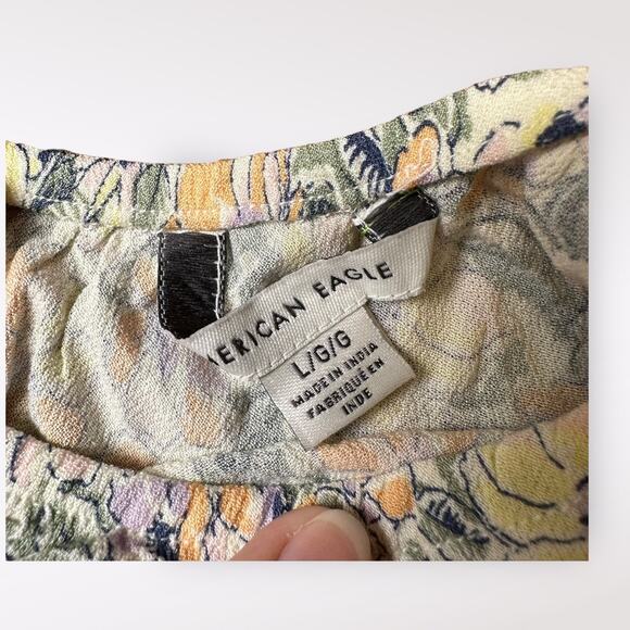 American Eagle Floral print One Shoulder Crop Top NWT Size L - Picture 2 of 9